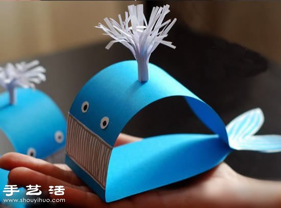 可爱鲸鱼剪纸折纸手工制作图解教程 -  www.shouyihuo.com