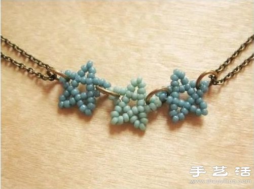 串珠五角星项链吊坠手工制作图解教程 -  www.shouyihuo.com