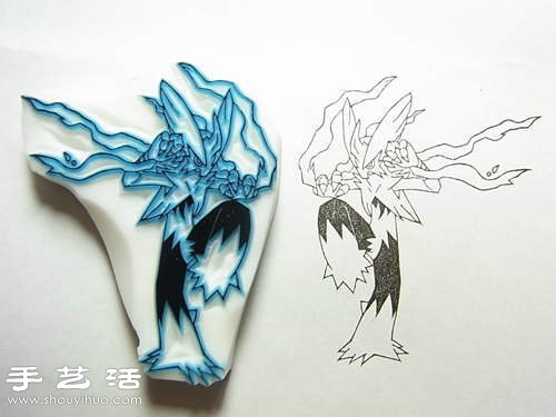 利用橡皮擦DIY制作卡通图案橡皮图章 -  www.shouyihuo.com