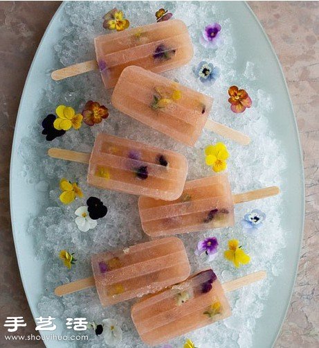 DIY好看又好吃的鲜花冰棍方法教程 -  www.shouyihuo.com