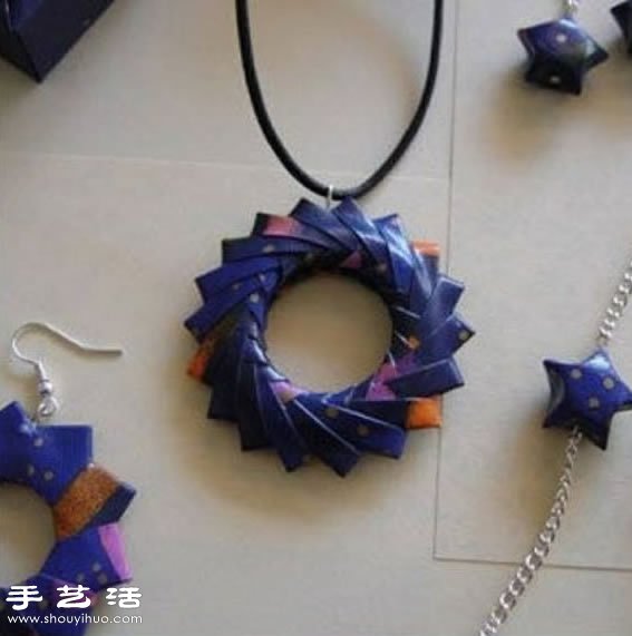 手工折纸制作三角插项链吊坠/耳环教程 -  www.shouyihuo.com