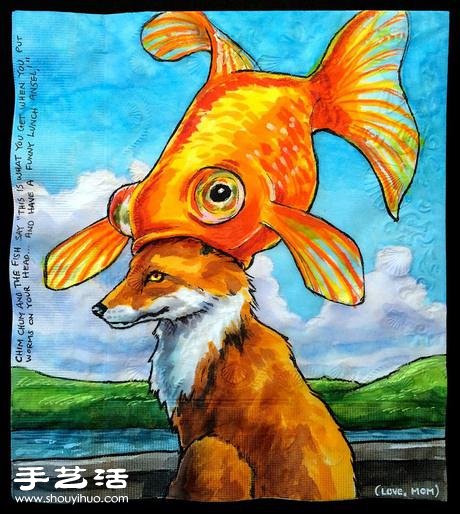 有爱妈妈为孩子们创作的餐巾纸画 -  www.shouyihuo.com