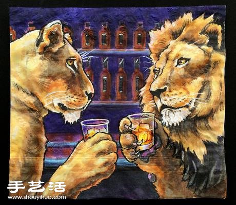有爱妈妈为孩子们创作的餐巾纸画 -  www.shouyihuo.com