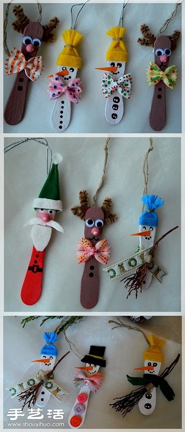 雪糕棍手工制作雪人 冰棒棍DIY雪人挂件 -  www.shouyihuo.com