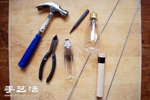 灯泡+铁丝 废物利用制作艺术范儿花瓶 -  www.shouyihuo.com