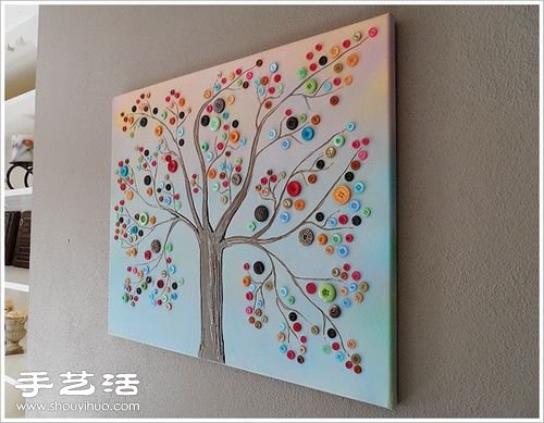 可爱纽扣拼贴画DIY 拼贴画用纽扣做的方法 -  www.shouyihuo.com