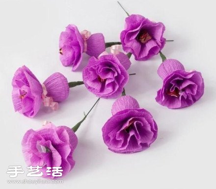 美丽皱纹纸花束手工制作方法图解教程 -  www.shouyihuo.com