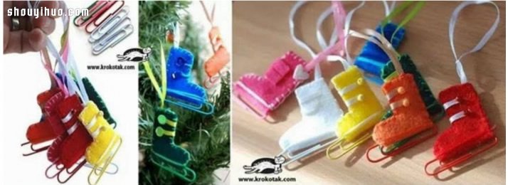 简单不织布溜冰鞋雪橇靴挂件小饰品手工制作 -  www.shouyihuo.com