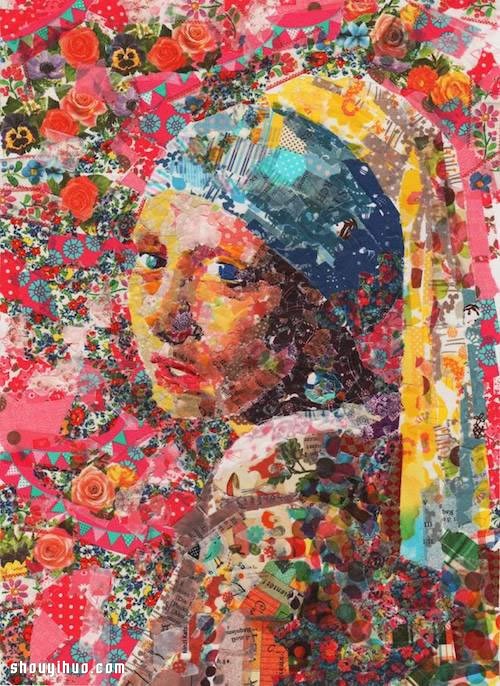 缤纷纸胶带拼贴DIY出来的世界经典名画 -  www.shouyihuo.com
