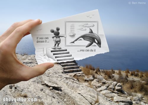 铅笔画融入照片 DIY趣味盎然艺术图案 -  www.shouyihuo.com