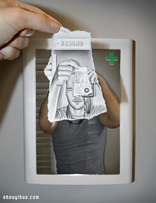 铅笔画融入照片 DIY趣味盎然艺术图案 -  www.shouyihuo.com