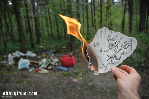 铅笔画融入照片 DIY趣味盎然艺术图案 -  www.shouyihuo.com