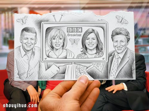 铅笔画融入照片 DIY趣味盎然艺术图案 -  www.shouyihuo.com