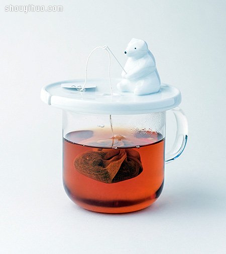 北极熊钓茶包杯盖设计 轻松解决泡茶小困扰 -  www.shouyihuo.com