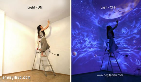 神奇的墙面夜光彩绘 关灯就变成奇幻世界！ -  www.shouyihuo.com