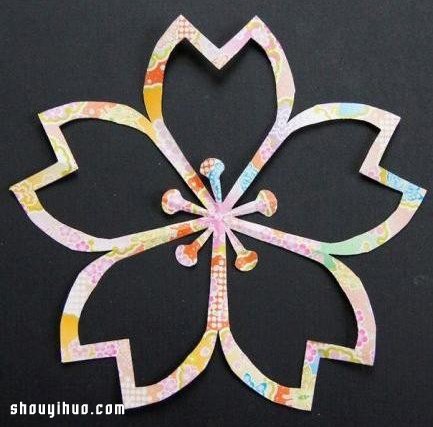 樱花的剪法 超美樱花剪纸手工制作图解教程 -  www.shouyihuo.com