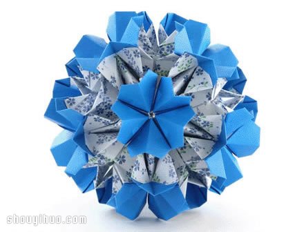 樱草花球的折法图解 手工折纸制作樱草花球 -  www.shouyihuo.com