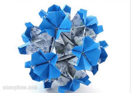樱草花球的折法图解 手工折纸制作樱草花球 -  www.shouyihuo.com
