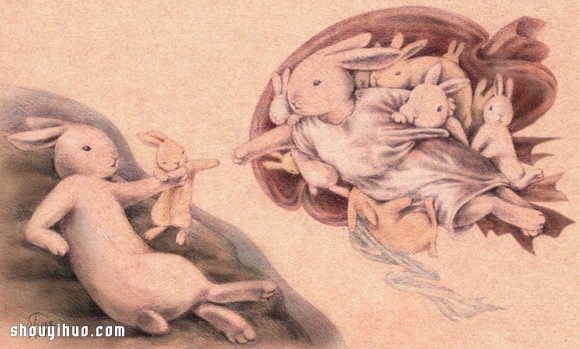 当兔子遇上名画 插画家Shae的治愈系手绘 -  www.shouyihuo.com