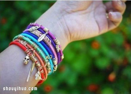 非常简单的漂亮民族风手镯DIY手工制作教程 -  www.shouyihuo.com