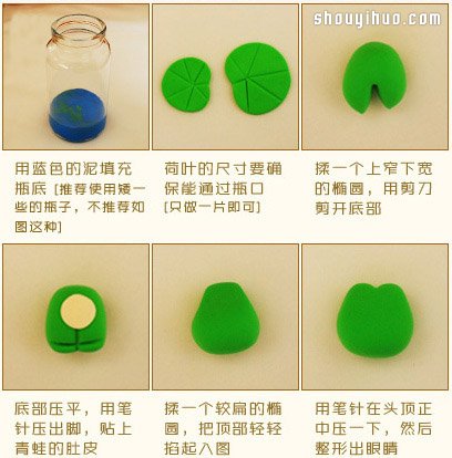 可爱小青蛙摆件装饰品粘土手工制作图解教程 -  www.shouyihuo.com
