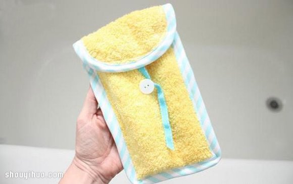 旧毛巾改造再利用 手工制作洗漱用品收纳袋 -  www.shouyihuo.com
