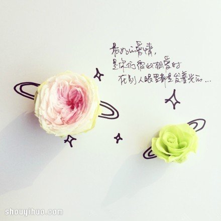 鲜花与简笔画创意DIY 讲述简单的爱情箴言 -  www.shouyihuo.com
