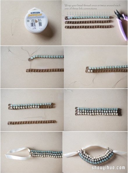 淑女风宽版串珠手链手镯DIY手工制作用丝带 -  www.shouyihuo.com