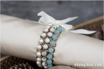 淑女风宽版串珠手链手镯DIY手工制作用丝带 -  www.shouyihuo.com