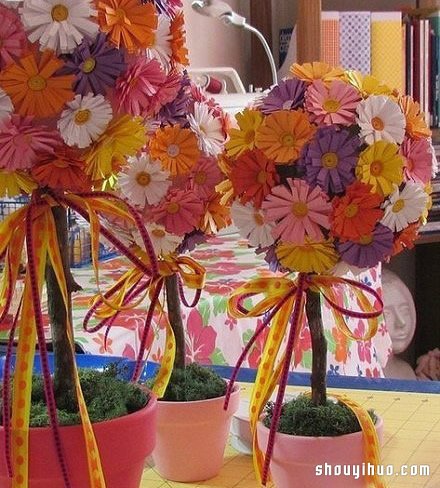卡纸手工制作纸花盆栽 假花盆栽制作用卡纸 -  www.shouyihuo.com
