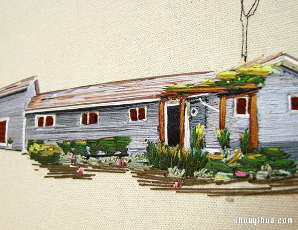 Stephanie K Clark刺绣画 勾勒出美好小屋 -  www.shouyihuo.com