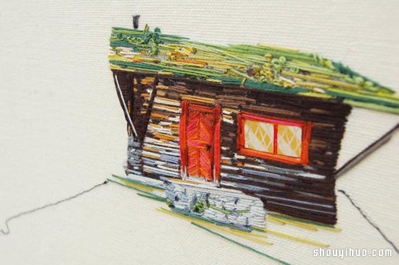 Stephanie K Clark刺绣画 勾勒出美好小屋 -  www.shouyihuo.com