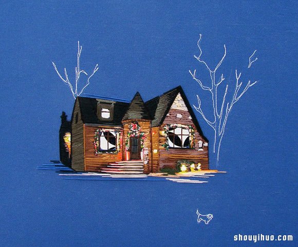 Stephanie K Clark刺绣画 勾勒出美好小屋 -  www.shouyihuo.com