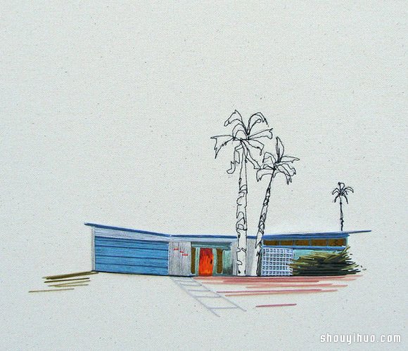 Stephanie K Clark刺绣画 勾勒出美好小屋 -  www.shouyihuo.com