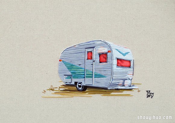Stephanie K Clark刺绣画 勾勒出美好小屋 -  www.shouyihuo.com