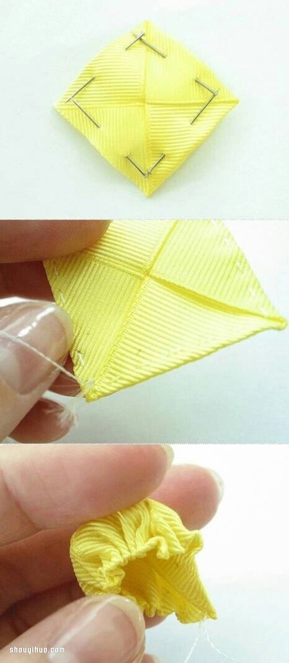 绸带花蕾发卡DIY手工制作图解教程 -  www.shouyihuo.com