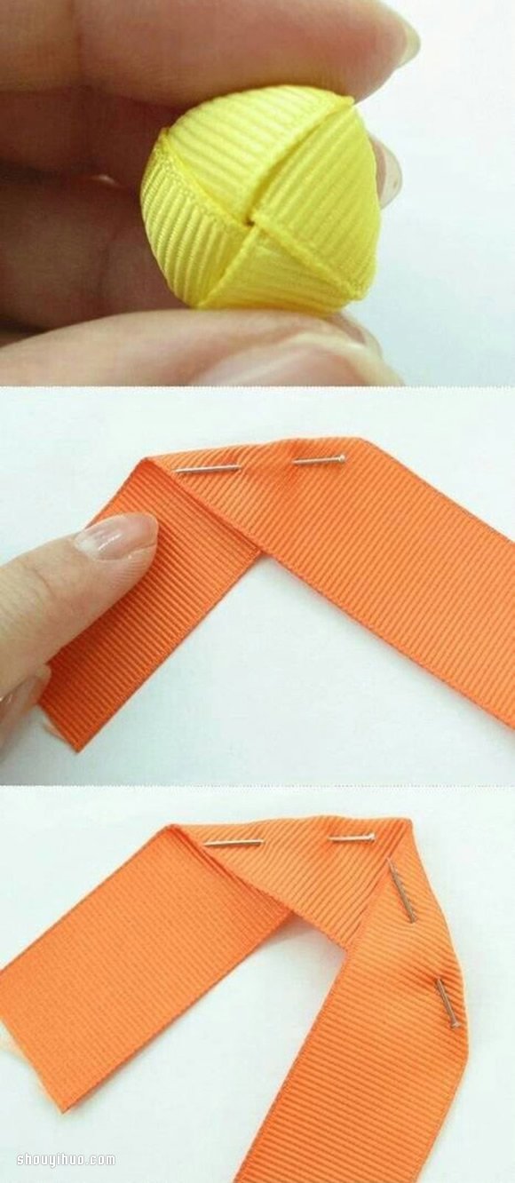 绸带花蕾发卡DIY手工制作图解教程 -  www.shouyihuo.com
