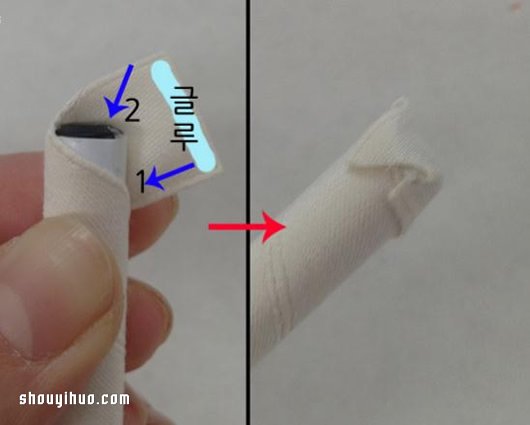 不织布手工制作漂亮婚礼签到笔的方法图解 -  www.shouyihuo.com