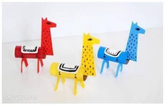 儿童玩具骆驼马手工制作 用卫生纸卷筒卡纸 -  www.shouyihuo.com
