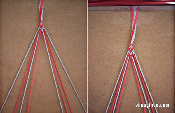 简约清新的爱心图案手绳的编法DIY图解教程 -  www.shouyihuo.com