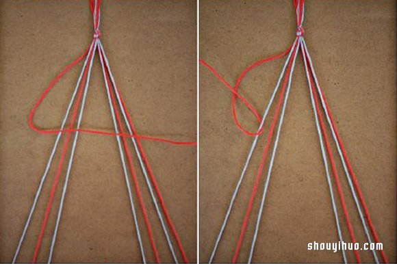 简约清新的爱心图案手绳的编法DIY图解教程 -  www.shouyihuo.com