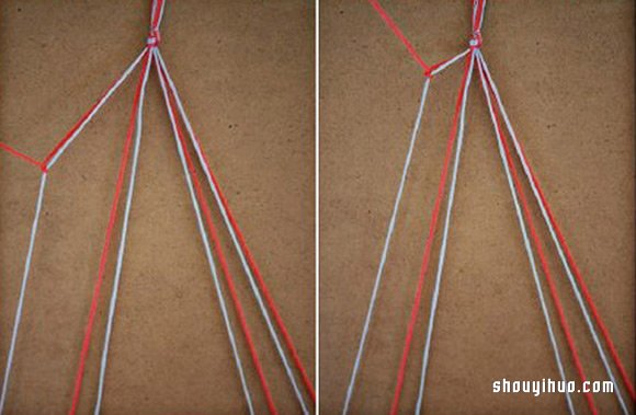 简约清新的爱心图案手绳的编法DIY图解教程 -  www.shouyihuo.com