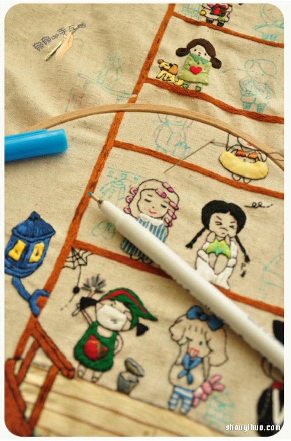 打扮各异的精致刺绣小女生手工DIY制作图解 -  www.shouyihuo.com
