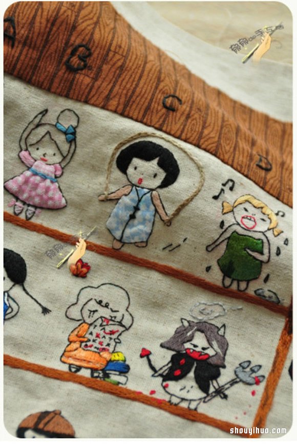 打扮各异的精致刺绣小女生手工DIY制作图解 -  www.shouyihuo.com