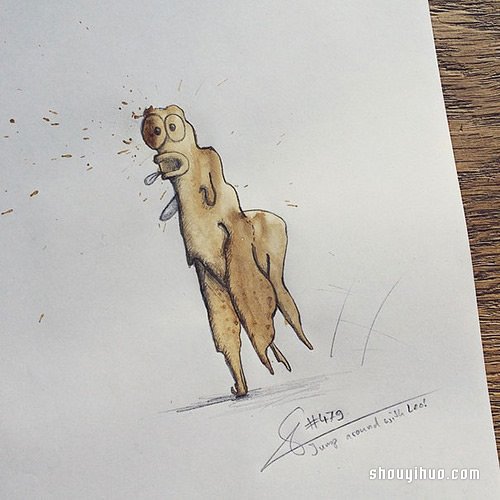 咖啡渍小怪兽来袭 恼人咖啡渍DIY创意插图 -  www.shouyihuo.com
