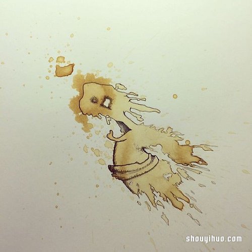 咖啡渍小怪兽来袭 恼人咖啡渍DIY创意插图 -  www.shouyihuo.com