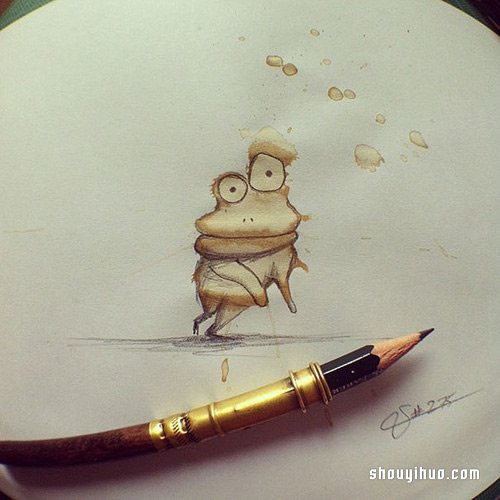 咖啡渍小怪兽来袭 恼人咖啡渍DIY创意插图 -  www.shouyihuo.com