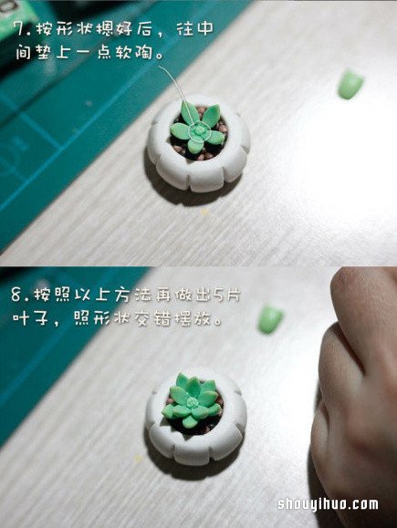软陶多肉植物盆栽DIY手工制作图解教程 -  www.shouyihuo.com