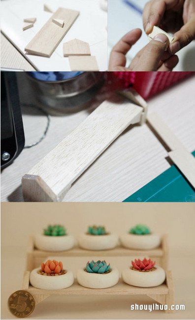 软陶多肉植物盆栽DIY手工制作图解教程 -  www.shouyihuo.com