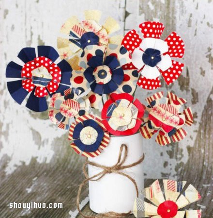 英伦风可爱色彩剪纸花手工制作图解教程 -  www.shouyihuo.com